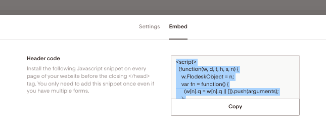 flodesk form - copy header code