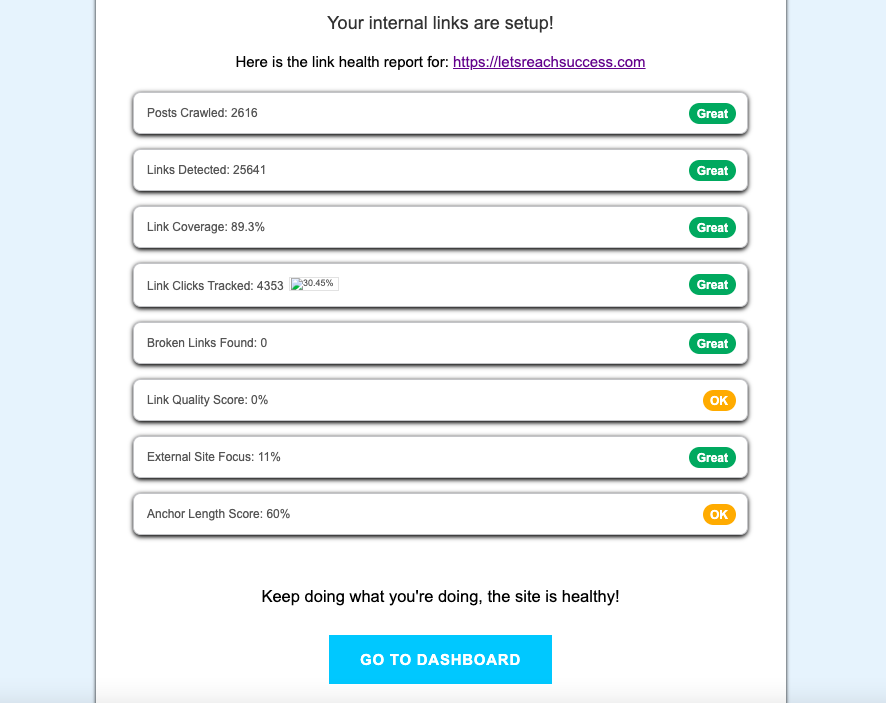 link whisper - link health report