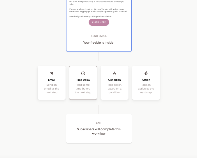 flodesk email sequence - add time delays between emails