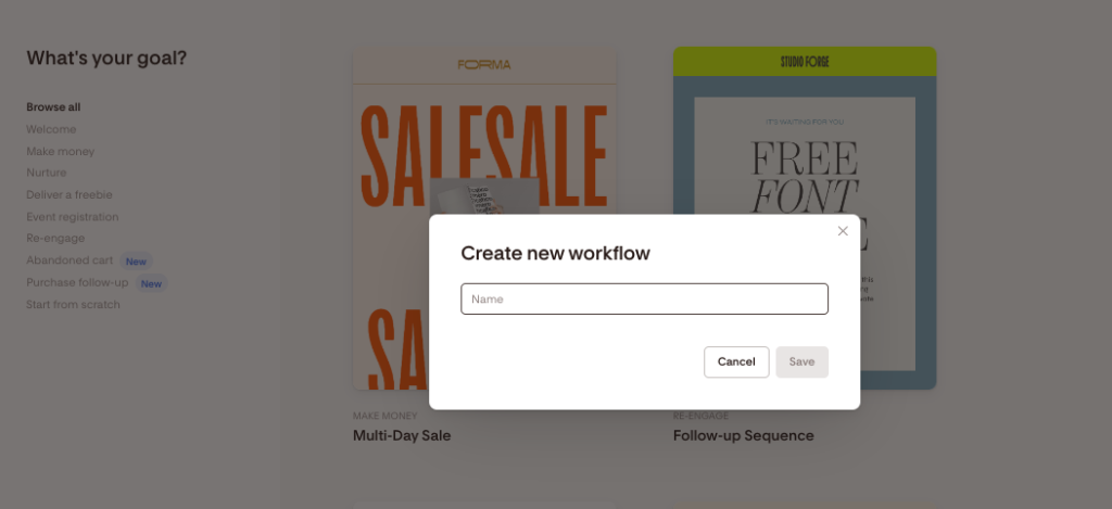 flodesk - create a new workflow